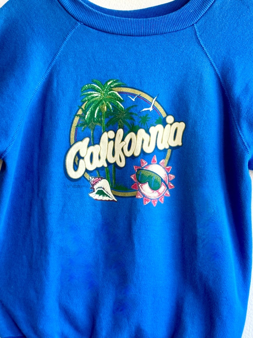 Vintage California Blue Crewneck Sweater Medium USA Made Hanes Beach Travel